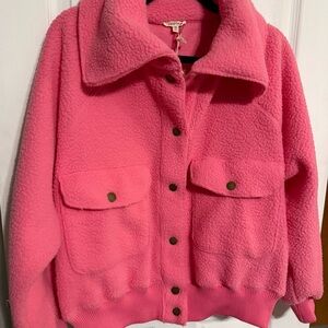 NWT! JODIFL Vibrant Pink Fleece Jacket